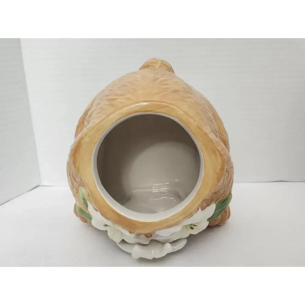 Easter Bunny Rabbit with Easter Lilies David's Cookies Ceramic Cookie Jar